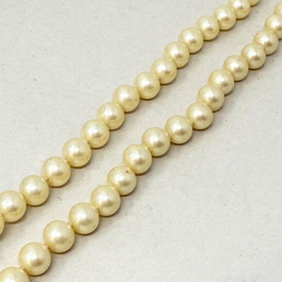 Vintage Long Imitation Pearl Necklace‎ Ornate Clasp Marked Japan Retro Classic - Picture 12 of 15